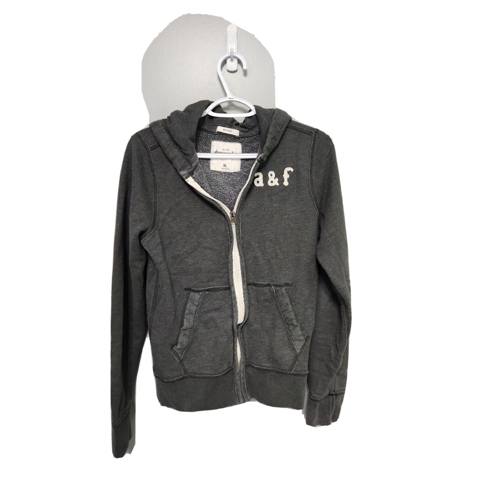 ABERCROMBIE FITCH hoodie Muscle Distressed Gray Girls S XL Full Zip Sweatshirt